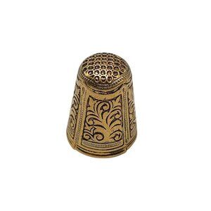 Vintage Spanish Damascene Brass Sewing Thimble With Ornate Engraving